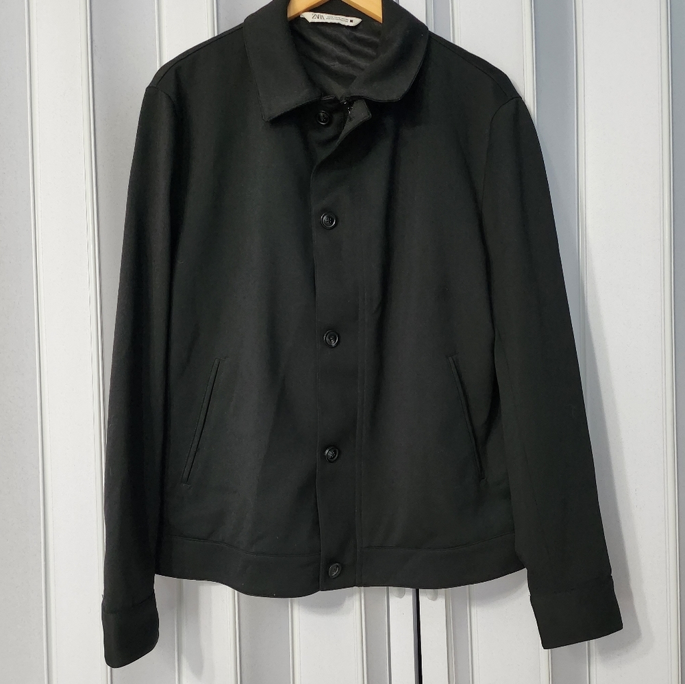 Zara Men's Black Bomber Style Spring Jacket Sz XL EUC